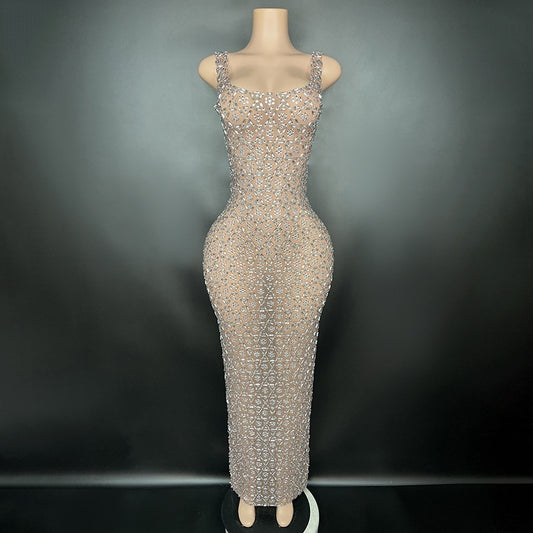 Diamond Illusion Gown – Luxury Socialite Bodycon Banquet Dress