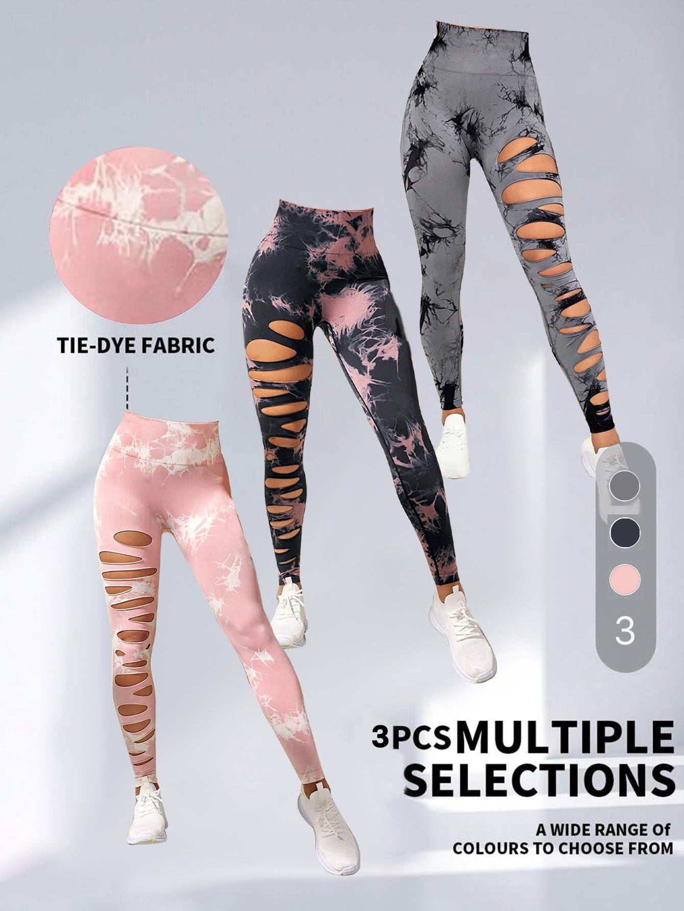SlayCut 3-Pack Tie-Dye Ripped Leggings – Bullish Curve Contour