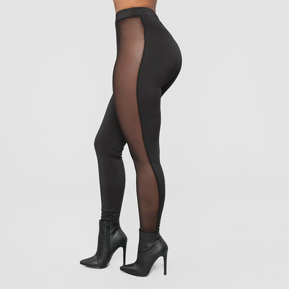 Mesh Stitch Mid-Waist Leggings – Sexy Tight-Fit Sporty Trousers