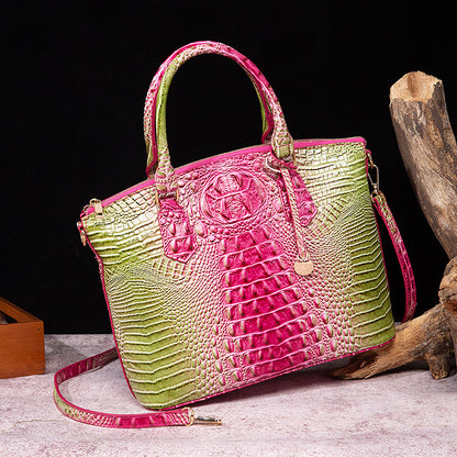 👜 Bold Luxe: Crocodile-Embossed Gradient Handbag with Convertible Strap