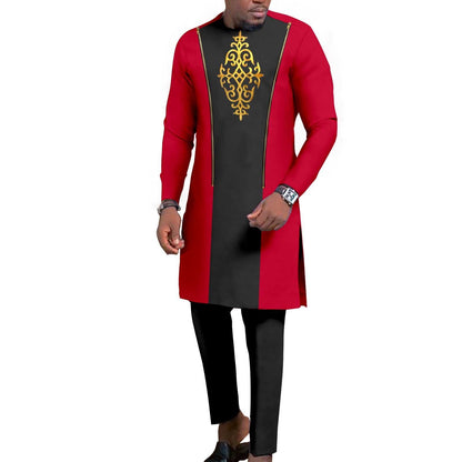 New Men's Bronzing Cotton Two-Piece Set – Long Sleeve Top & Trousers