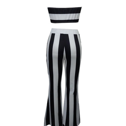 Striped Camisole & Flared Pants Set – 2-Piece Slim Fit Summer Look