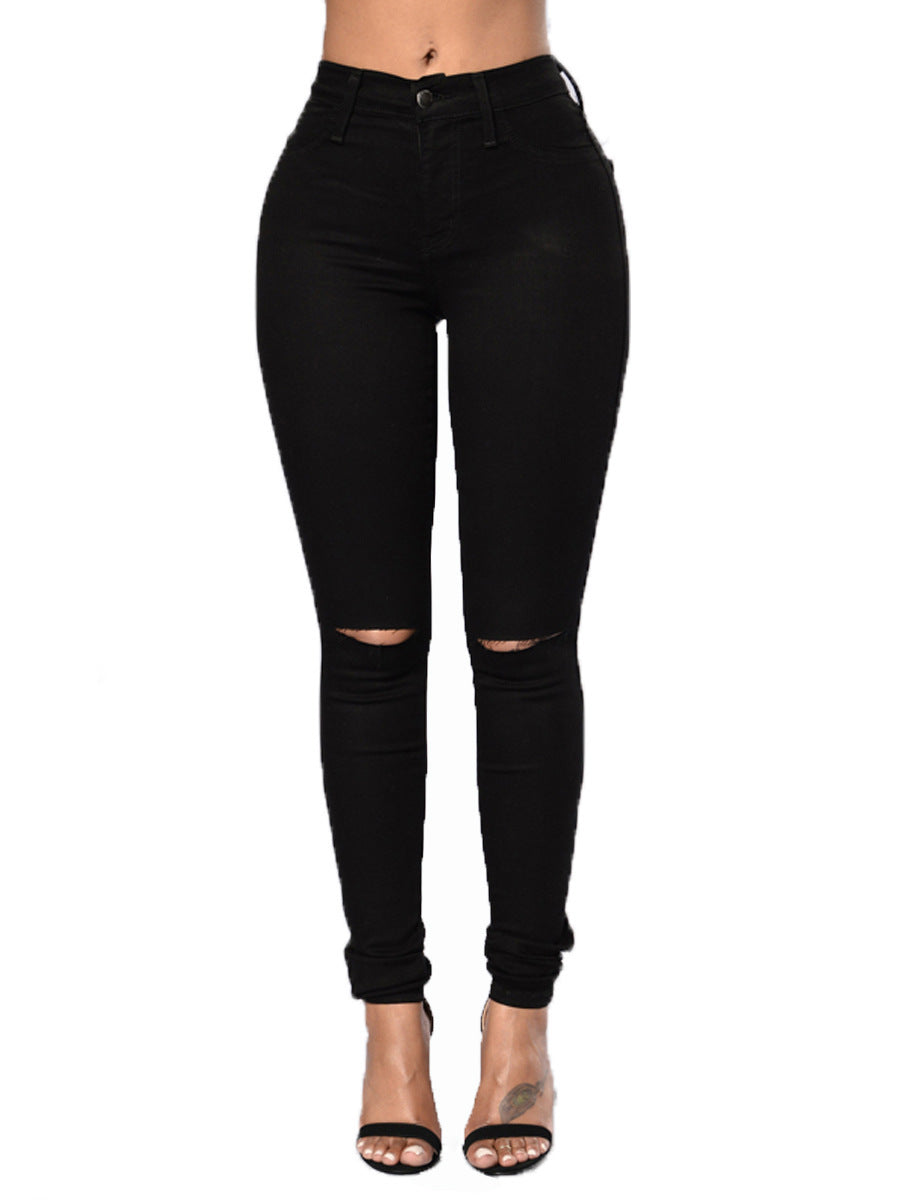 Sculpted Impact Ripped High-Waist Skinny Jeans – Black & White Editions