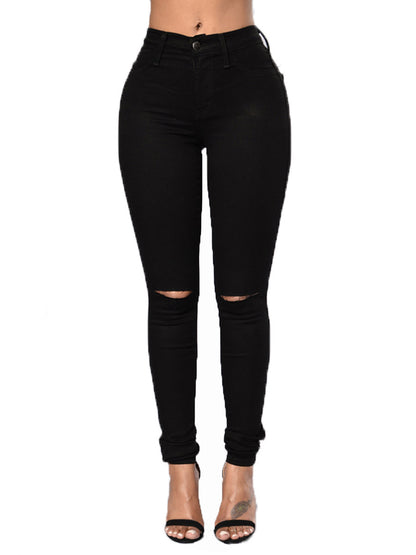 Sculpted Impact Ripped High-Waist Skinny Jeans – Black & White Editions
