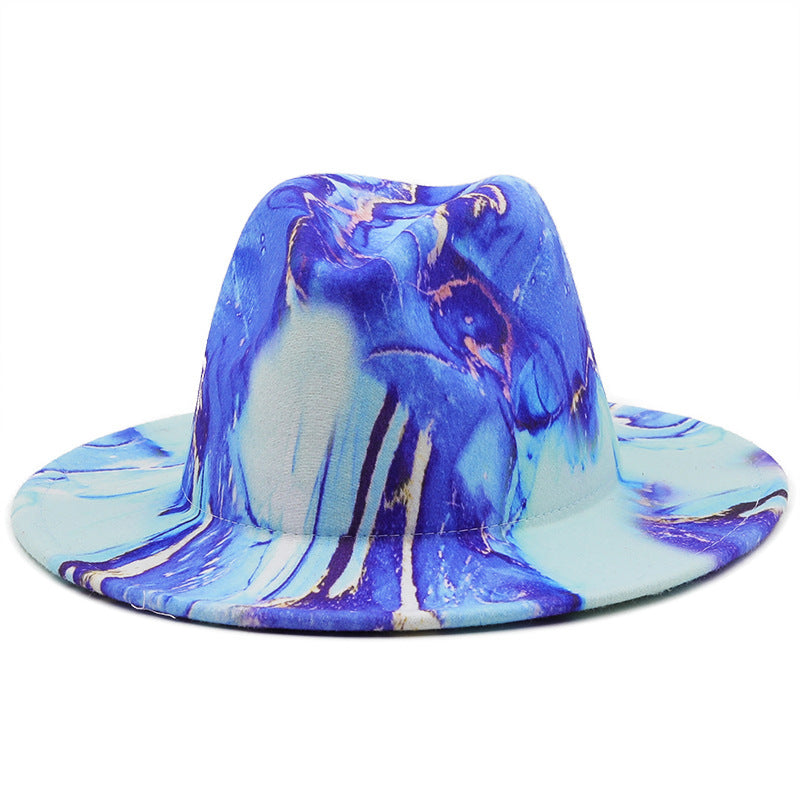Unisex Digital Print Woolen Top Hat – Retro Conical Crown Fedora for Fashion & Travel (Multiple Colors)