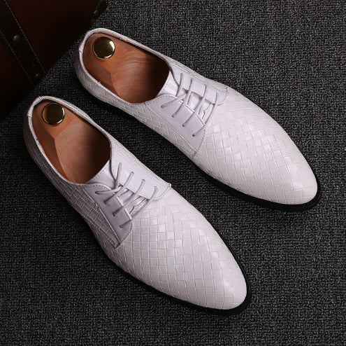 Men’s Low-Cut Plaid Dress Shoes – Pointed Toe Slip-Ons in PU Leather | Breathable, Wear-Resistant