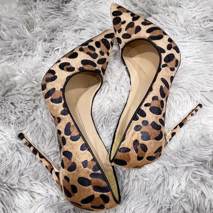 Wild Elegance Suede Leopard Print Stiletto Heels – Multiple Heel Heights