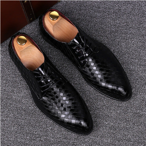 Men’s Low-Cut Plaid Dress Shoes – Pointed Toe Slip-Ons in PU Leather | Breathable, Wear-Resistant