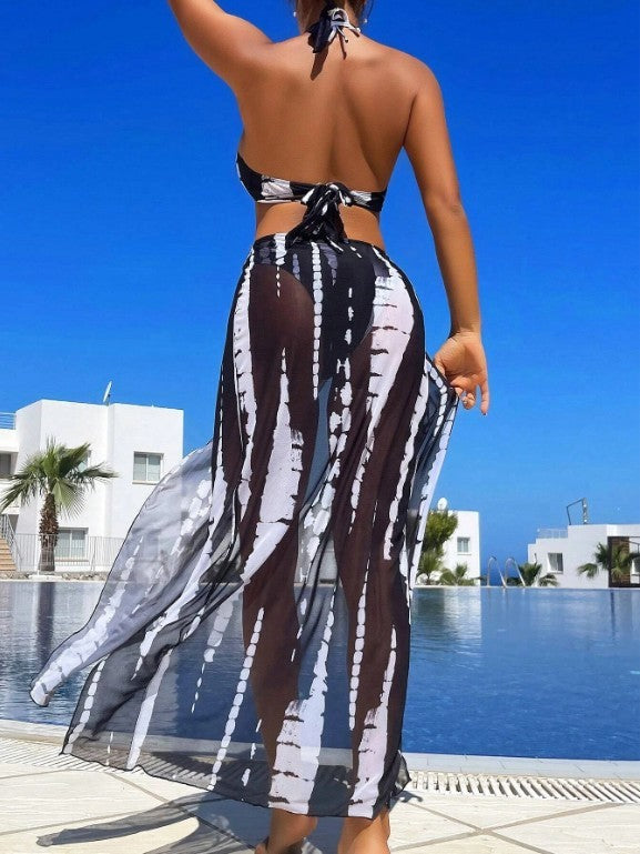 Chic Waves 3-Piece Bikini Swimsuit Set – Quick-Dry, Printed Design