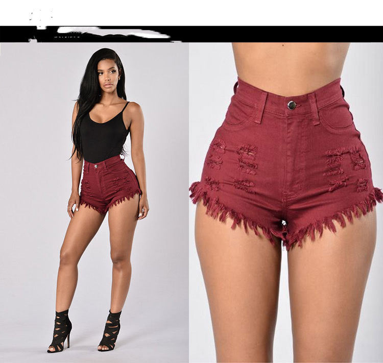 Stretch Frayed High-Waist Denim Shorts – Sexy Wide-Leg Hot Pants