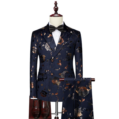 🧥 Men’s Printed Tie Suit Set – Business Casual Acetate Blazer Outfit