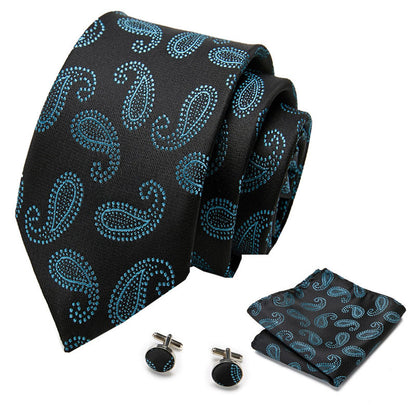 👔 Men’s Formal Business Tie Set – Tie, Pocket Square & Cufflinks