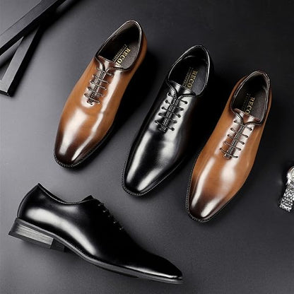 👞 Men’s Hand-Polished Leather Business Shoes – Formal Lace-Up Dress Shoe