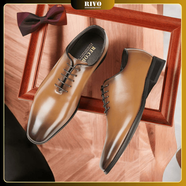 👞 Men’s Hand-Polished Leather Business Shoes – Formal Lace-Up Dress Shoe