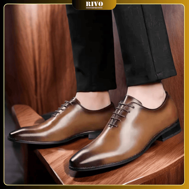 👞 Men’s Hand-Polished Leather Business Shoes – Formal Lace-Up Dress Shoe