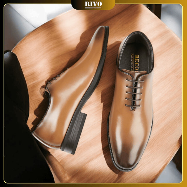 👞 Men’s Hand-Polished Leather Business Shoes – Formal Lace-Up Dress Shoe