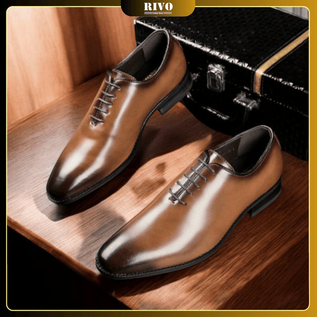 👞 Men’s Hand-Polished Leather Business Shoes – Formal Lace-Up Dress Shoe