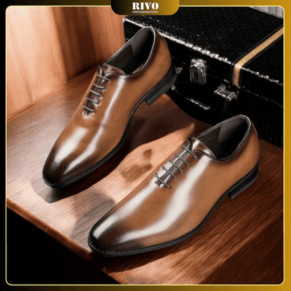 👞 Men’s Hand-Polished Leather Business Shoes – Formal Lace-Up Dress Shoe