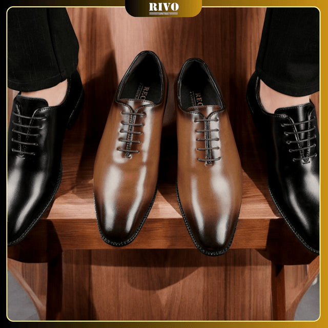 👞 Men’s Hand-Polished Leather Business Shoes – Formal Lace-Up Dress Shoe