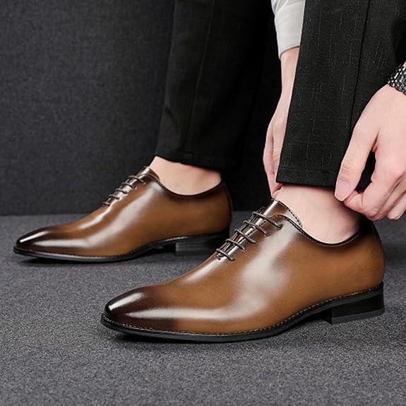 👞 Men’s Hand-Polished Leather Business Shoes – Formal Lace-Up Dress Shoe