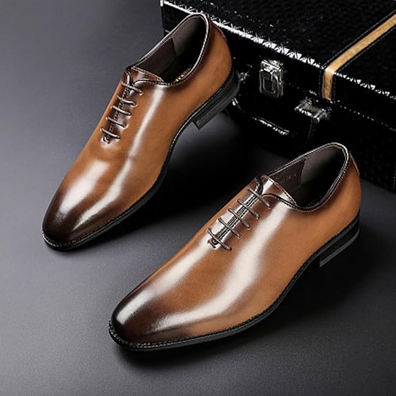 👞 Men’s Hand-Polished Leather Business Shoes – Formal Lace-Up Dress Shoe