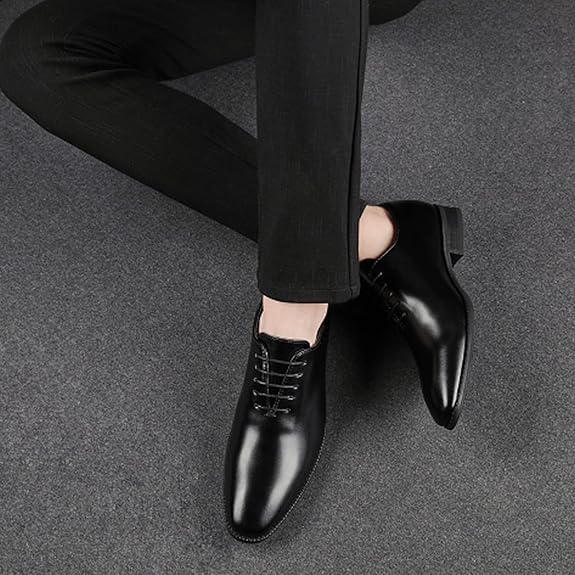 👞 Men’s Hand-Polished Leather Business Shoes – Formal Lace-Up Dress Shoe